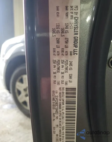 2012 Dodge Journey Se from USA, damaged, VIN 3C4PDCAB3CT204853
